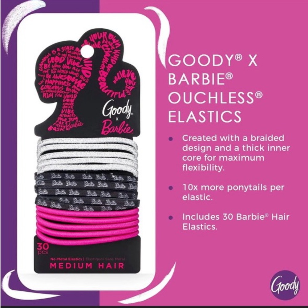 Goody x Barbie ouchless elastic hair ties OS